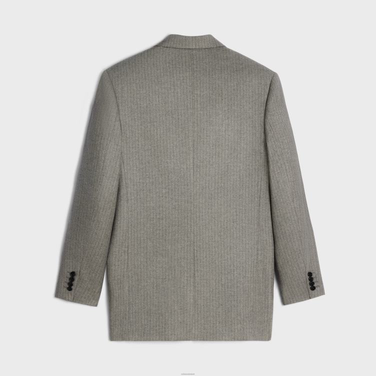 CELINE beton/antraciet Tommy-jasje van gestreept flanel 4TLH8574