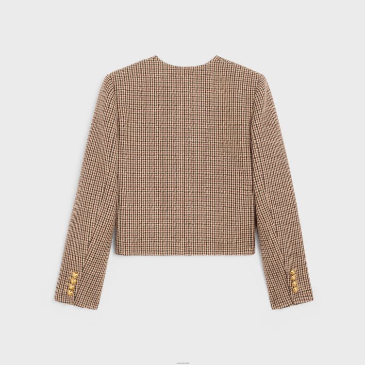 CELINE bordeaux/beige/zwart Chelsea jack van dubbele pied-de-poule-wol 4TLH8692