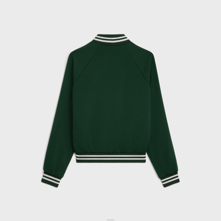 CELINE donker flessengroen/gebroken wit trainingsjack van dubbelzijdige jersey 4TLH8666