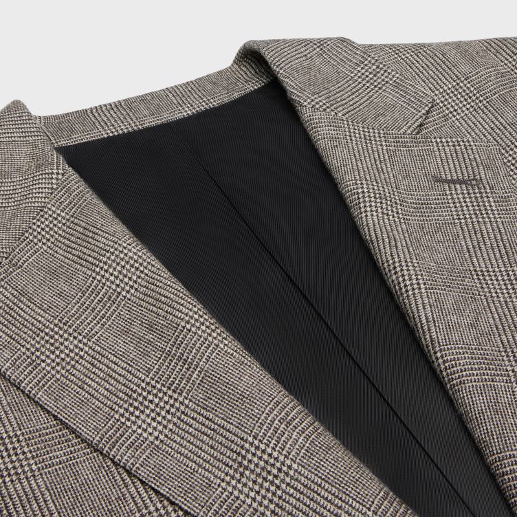 CELINE ebene/ficelle tomboy-jasje van flanel met prins-of-wales-ruit 4TLH8720