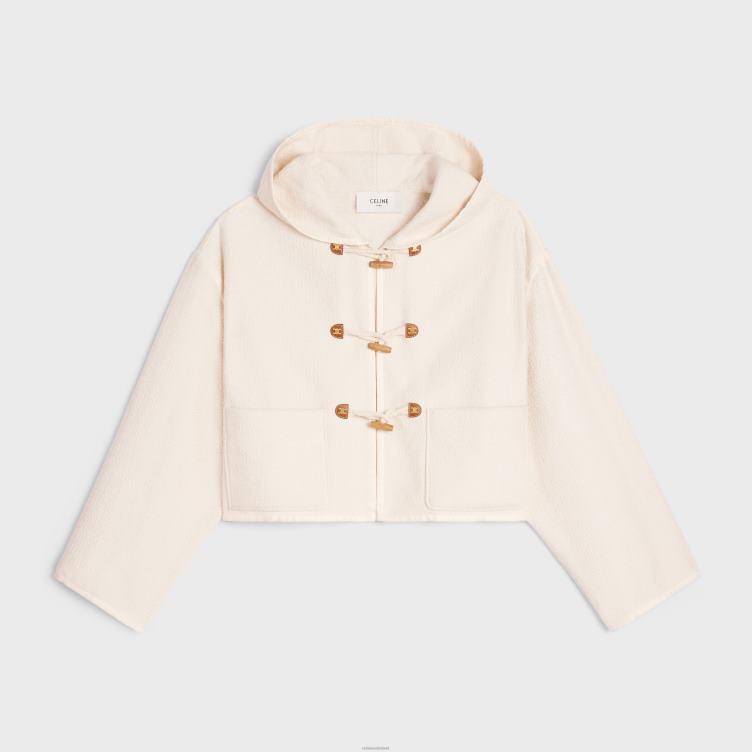 CELINE ecru Een duffle vest van katoenen tweed 4TLH8696