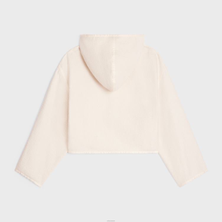 CELINE ecru Een duffle vest van katoenen tweed 4TLH8696