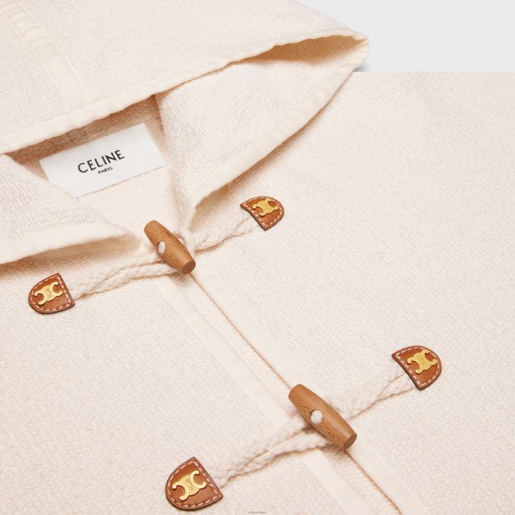 CELINE ecru Een duffle vest van katoenen tweed 4TLH8696