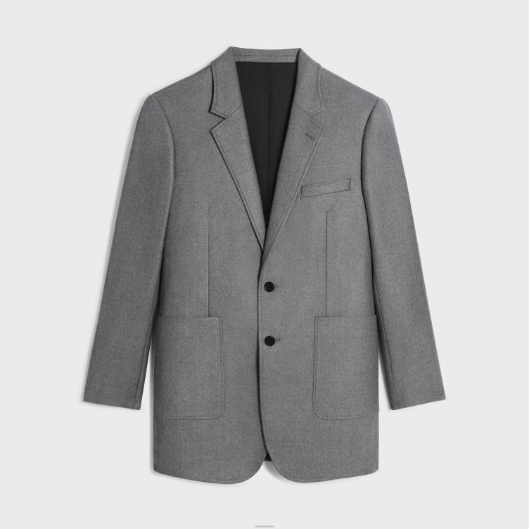 CELINE grijs gemêleerd Tommy-jasje van kasjmierflanel 4TLH8575