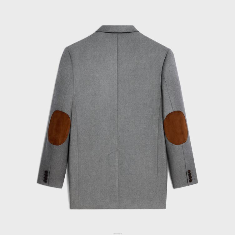 CELINE grijs gemêleerd Tommy-jasje van kasjmierflanel 4TLH8575