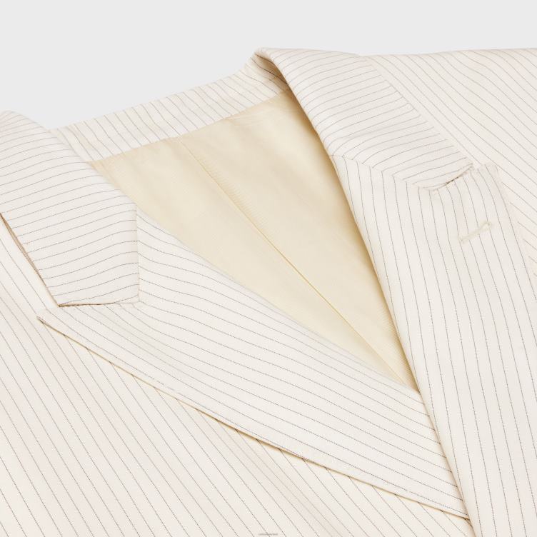 CELINE ivoor/zwart jude jasje van lichtgewicht gestreepte wol 4TLH8717