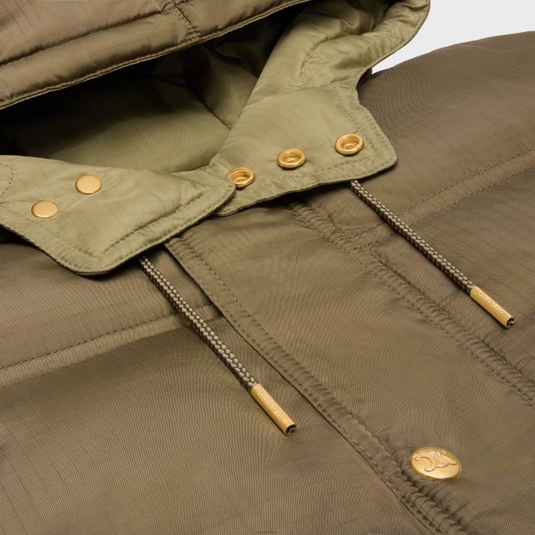 CELINE kaki cropped triomphe donsjack van lichtgewicht nylon 4TLH8705