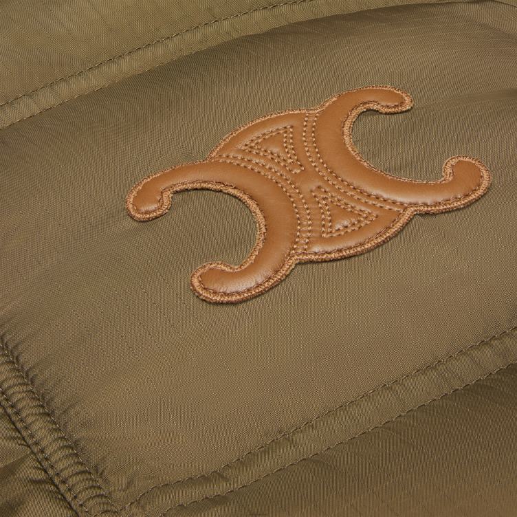 CELINE kaki cropped triomphe donsjack van lichtgewicht nylon 4TLH8705