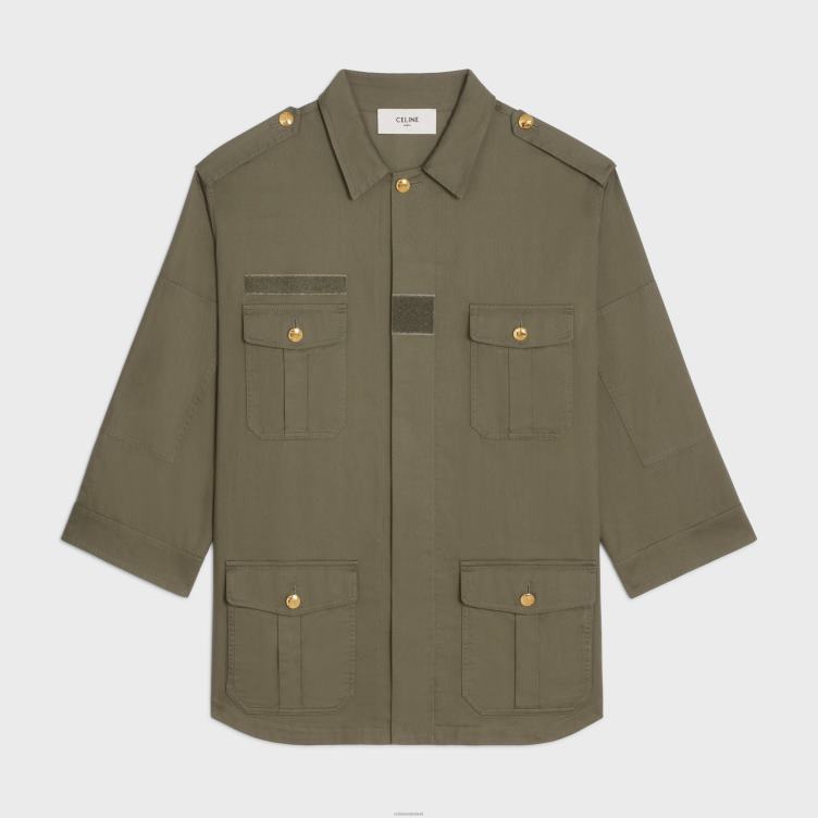 CELINE kaki militair jack van lichtgewicht twill 4TLH8703