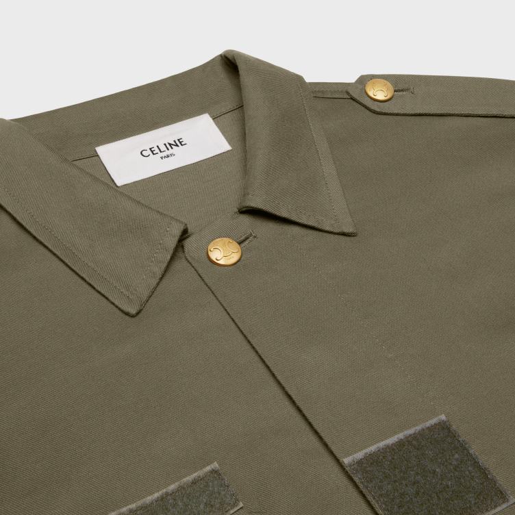 CELINE kaki militair jack van lichtgewicht twill 4TLH8703