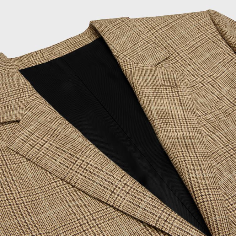 CELINE kameel/gris/marron Jude jasje van Prince of Wales wol en linnen 4TLH8715