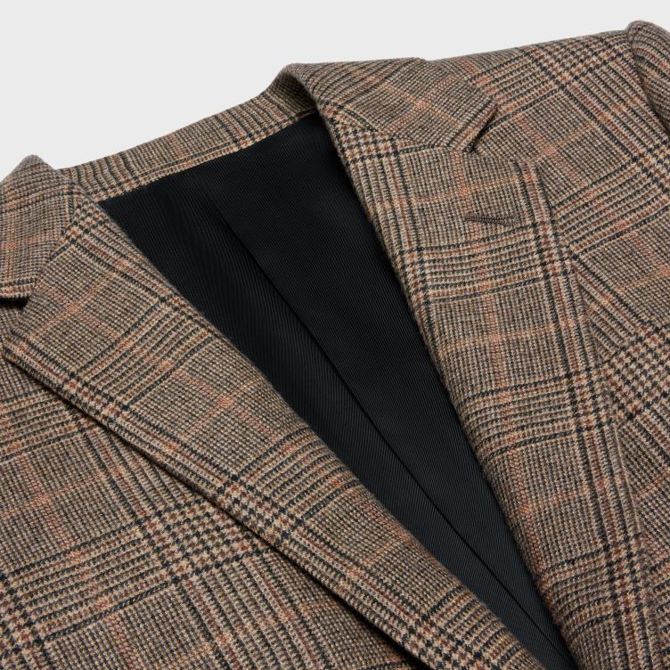 CELINE kameel/noisette/noir lange jas van kasjmier van Prince of Wales 4TLH8708