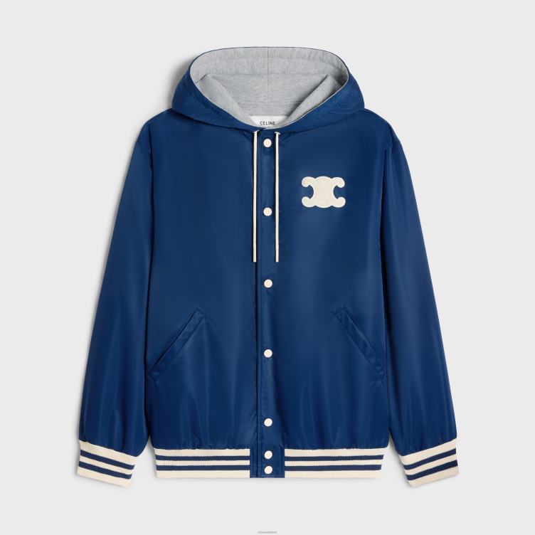 CELINE marine Paris teddyjack met capuchon van nylon 4TLH8667