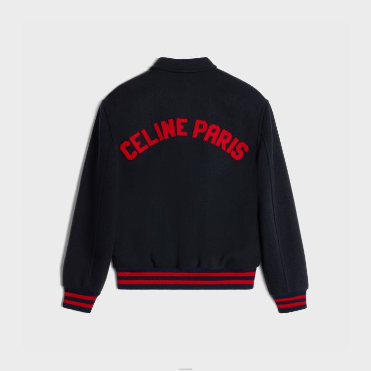 CELINE marine Paris teddyjack van getextureerde wol 4TLH8664