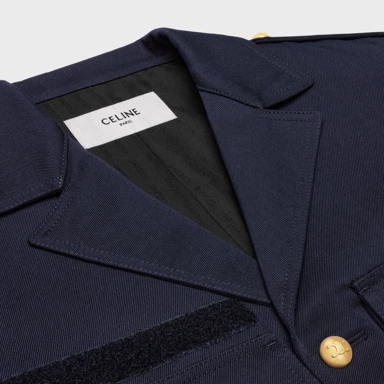 CELINE marine cropped saharienne jasje van diagonale wol 4TLH8701