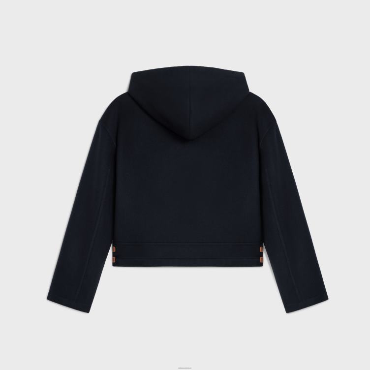 CELINE marine jas met capuchon van dubbelzijdig kasjmier 4TLH8746