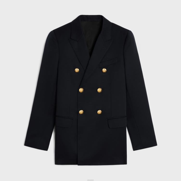 CELINE marine lange blazer van diagonale wol 4TLH8707
