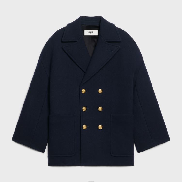 CELINE marine losse peacoat van vilt 4TLH8744