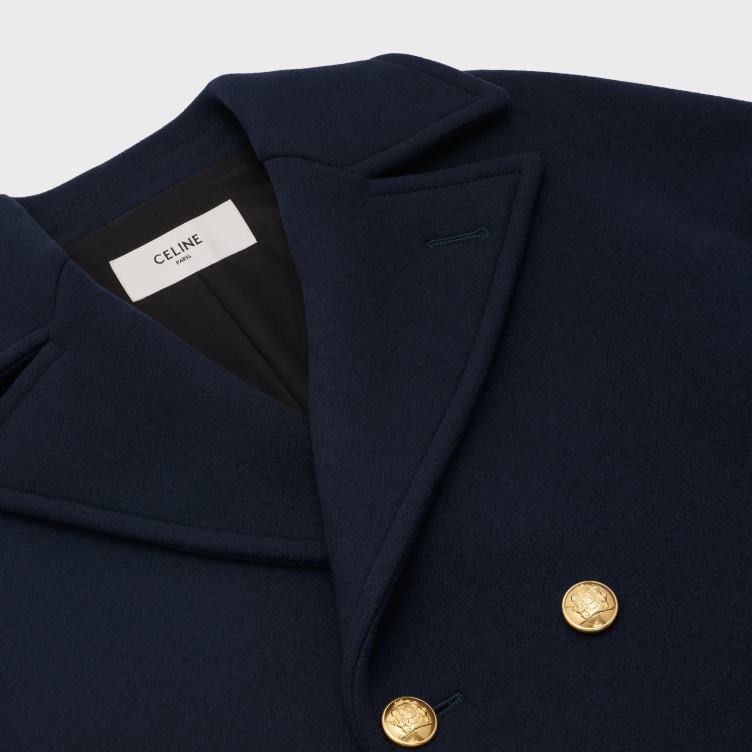 CELINE marine losse peacoat van vilt 4TLH8744