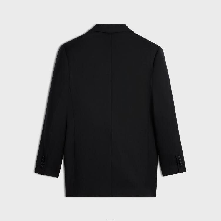 CELINE ultra zwart Tommy smokingjasje van wolgabardine 4TLH8571