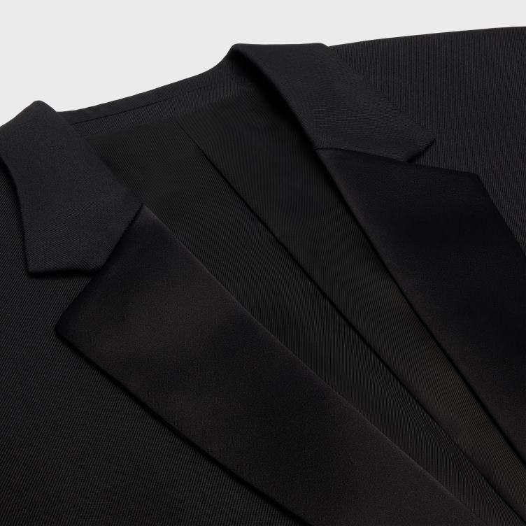 CELINE ultra zwart Tommy smokingjasje van wolgabardine 4TLH8571