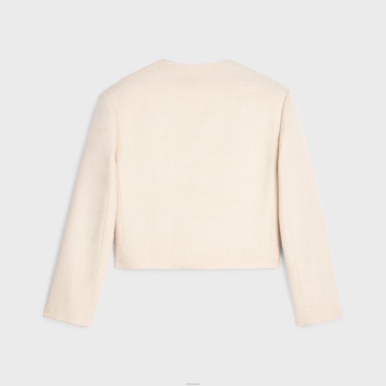 CELINE vanille cropped militair jasje in zijden biezen 4TLH8688