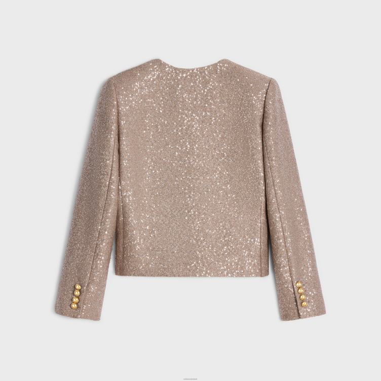 CELINE vieux rose/argent geborduurd chelseajack van wol 4TLH8553