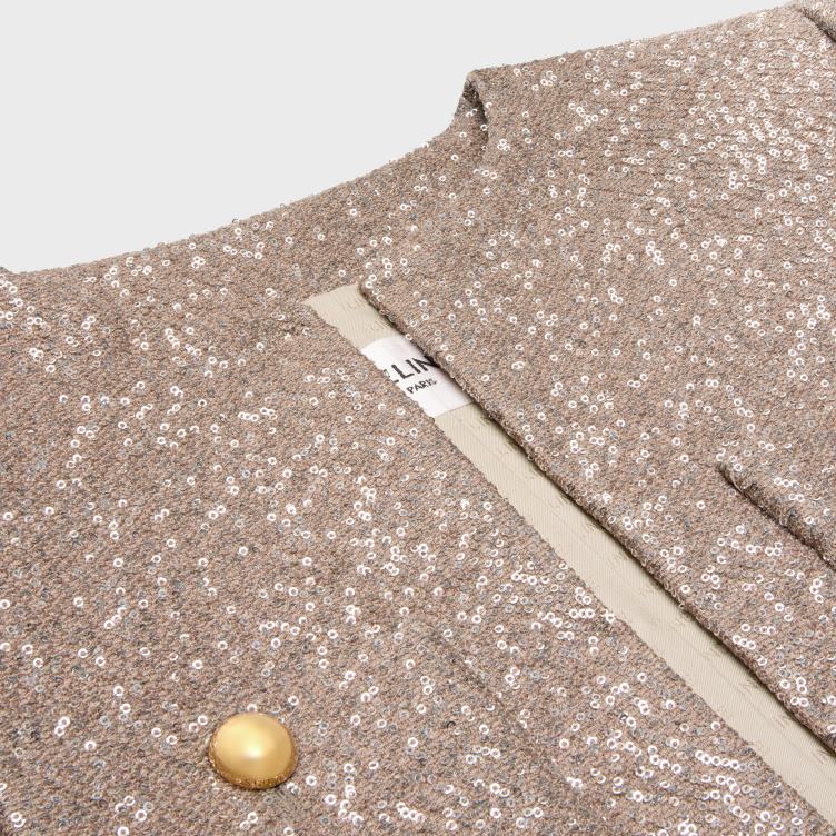 CELINE vieux rose/argent geborduurd chelseajack van wol 4TLH8553