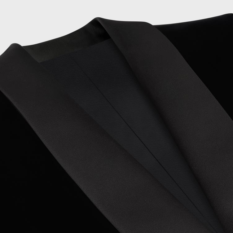 CELINE zwart Een kort smokingjasje van katoenfluweel 4TLH8723