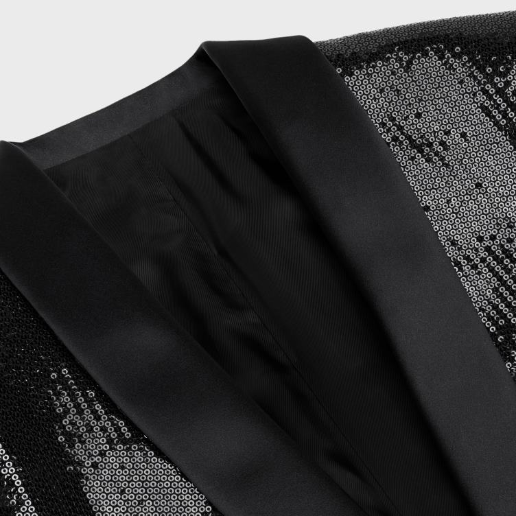 CELINE zwart Kim smokingjasje in sable met micro-pailletten 4TLH8722