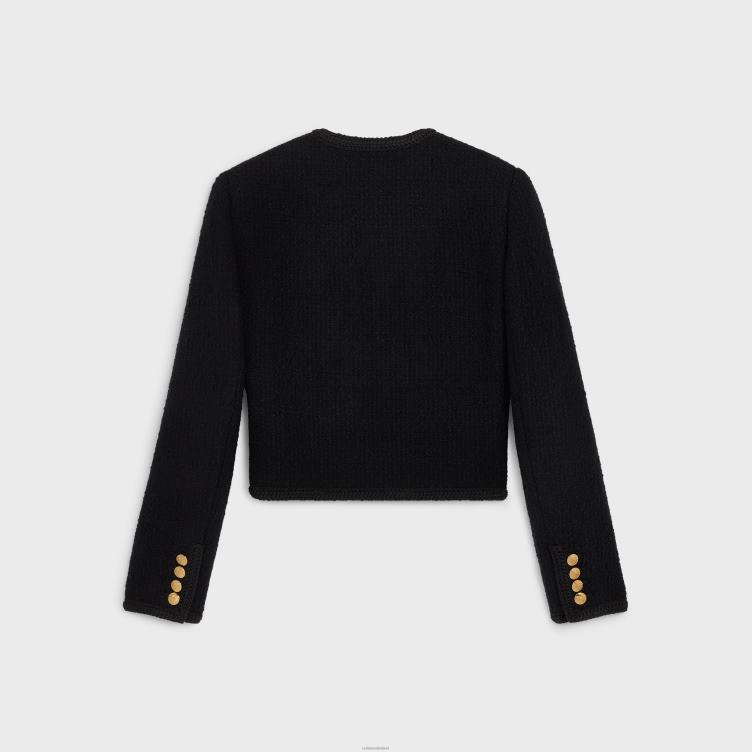 CELINE zwart chasseurjasje van bouclé-tweed 4TLH8689