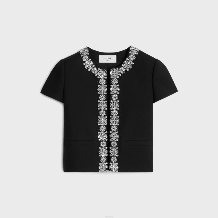 CELINE zwart geborduurd chelseajack van diagonale wol 4TLH8551