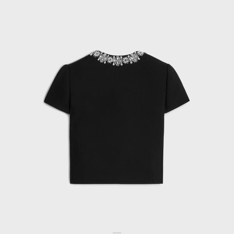 CELINE zwart geborduurd chelseajack van diagonale wol 4TLH8551