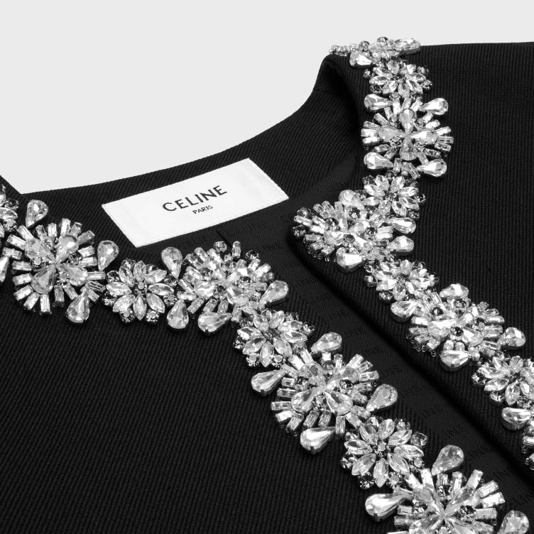 CELINE zwart geborduurd chelseajack van diagonale wol 4TLH8551