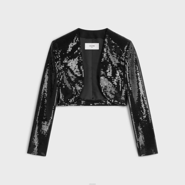 CELINE zwart geborduurde bolero van wolgabardine 4TLH8726