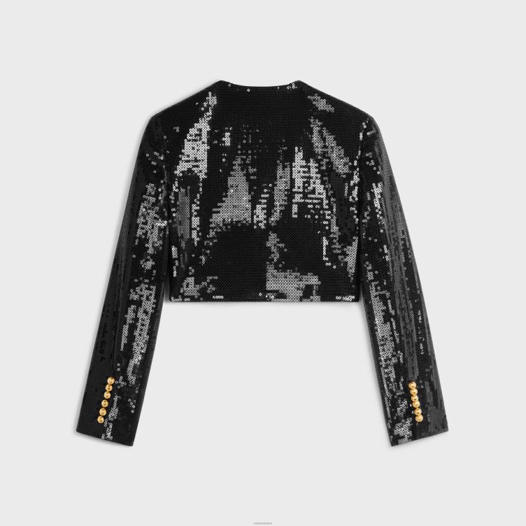 CELINE zwart geborduurde bolero van wolgabardine 4TLH8726