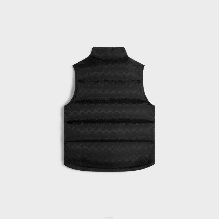 CELINE zwart gewatteerd blousonjack van nylon met monogram 4TLH8668