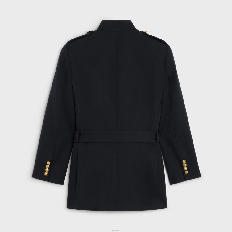 CELINE zwart saharienne militaire jas van wol 4TLH8697
