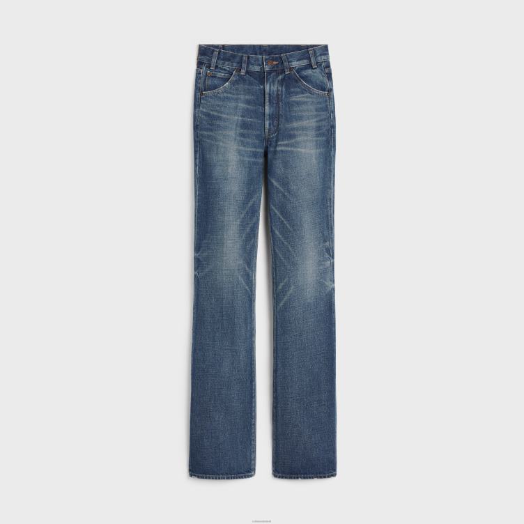 CELINE donkere uniewassing Flare jeans van denim met serge-look 4TLH8863