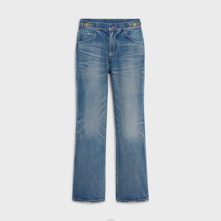 CELINE unie wassen Dylan uitlopende jeans met handtekening in denim 4TLH8862