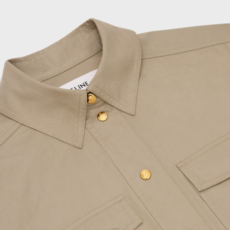 CELINE beige saharienne-jurk van lichtgewicht gabardine 4TLH8793