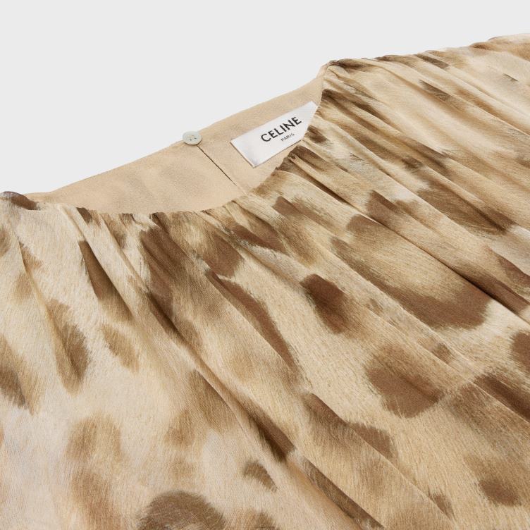 CELINE blond Een gedrapeerde mini-jurk van zijden mousseline 4TLH8795