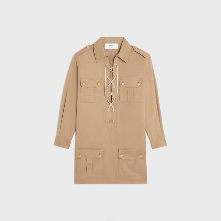 CELINE corde Saharienne mini-jurk van katoenlinnen 4TLH8797