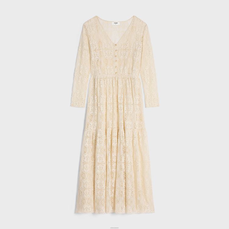 CELINE craie lange jurk van gehaakt katoen 4TLH8584