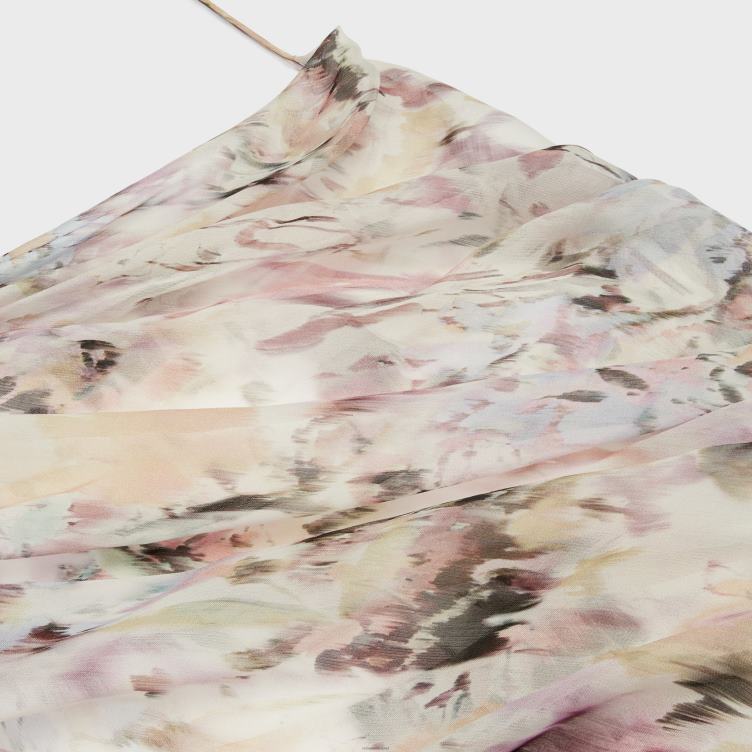 CELINE craie/pastel lingeriejurkje van zijden mousseline 4TLH8807