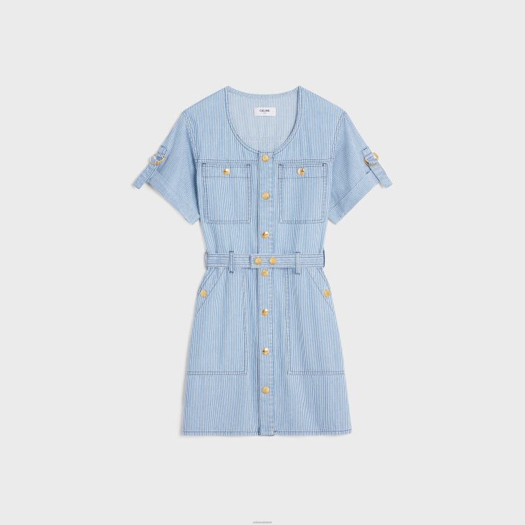 CELINE golf wassen mini-militairjurkje van hickorykatoen 4TLH8801