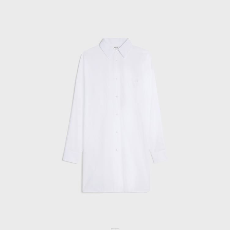 CELINE wit schildersoverhemdjurk van katoenbatist 4TLH8798