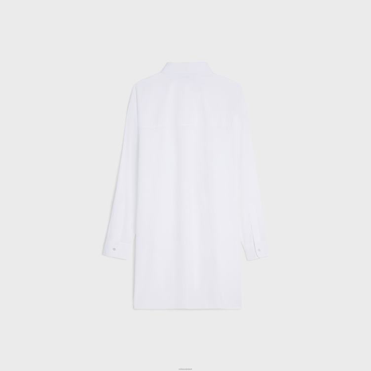 CELINE wit schildersoverhemdjurk van katoenbatist 4TLH8798
