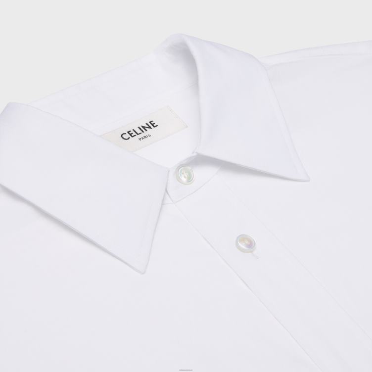 CELINE wit schildersoverhemdjurk van katoenbatist 4TLH8798