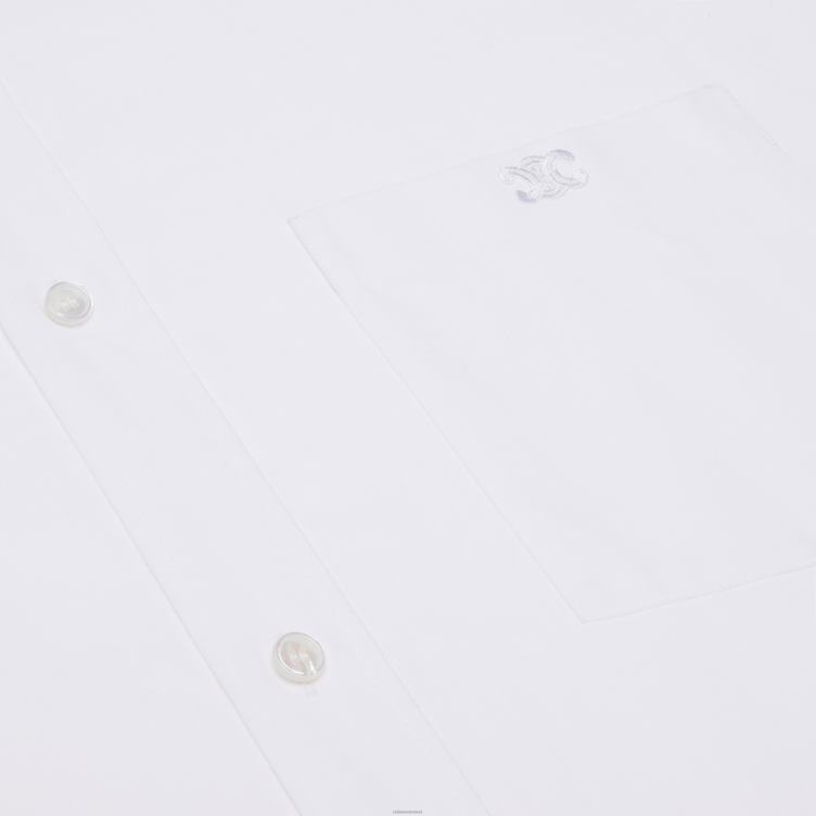 CELINE wit schildersoverhemdjurk van katoenbatist 4TLH8798
